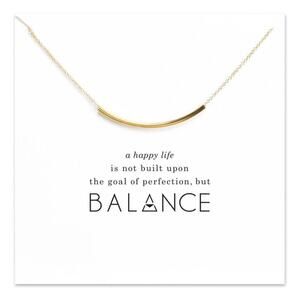 Balance Gold Tone Curbed Bar Necklace 16-20” NWT